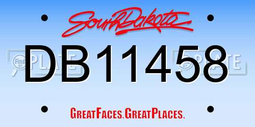 DB11458 South Dakota License Plate