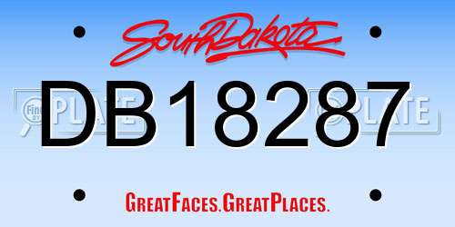DB18287 South Dakota License Plate