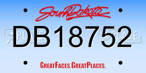 DB18752 South Dakota License Plate