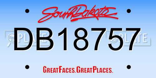 DB18757 South Dakota License Plate