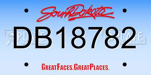 DB18782 South Dakota License Plate
