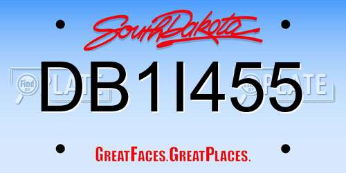 DB1I455 South Dakota License Plate