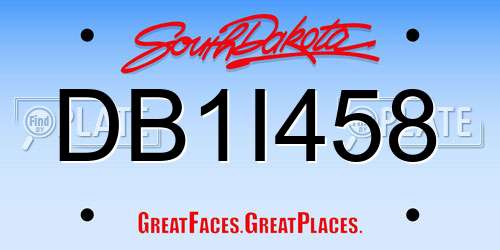 DB1I458 South Dakota License Plate