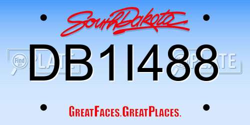 DB1I488 South Dakota License Plate
