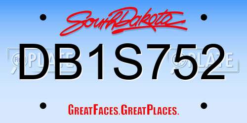 DB1S752 South Dakota License Plate