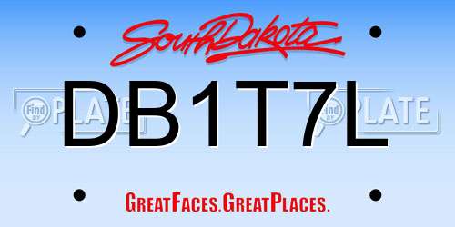 DB1T7L South Dakota License Plate
