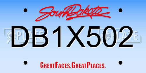 DB1X502 South Dakota License Plate