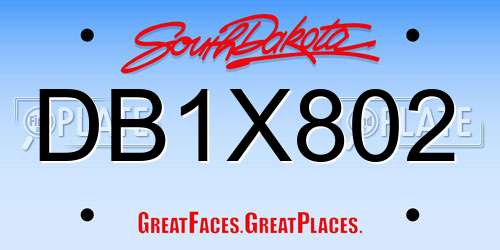 DB1X802 South Dakota License Plate