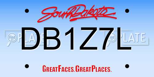 DB1Z7L South Dakota License Plate