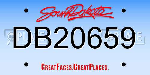 DB20659 South Dakota License Plate