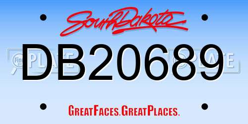 DB20689 South Dakota License Plate