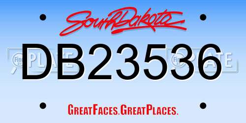 DB23536 South Dakota License Plate