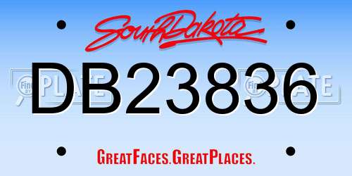 DB23836 South Dakota License Plate