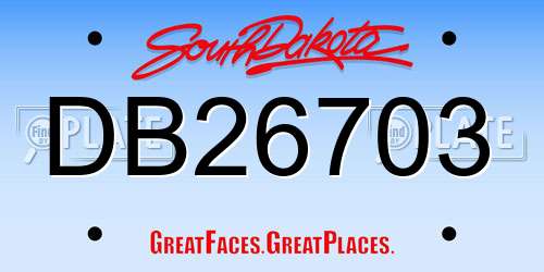 DB26703 South Dakota License Plate