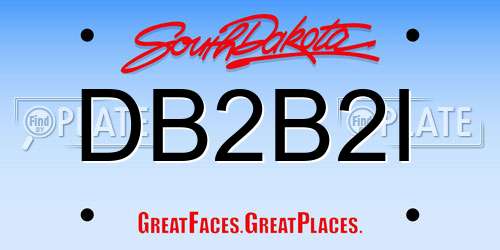 DB2B2I South Dakota License Plate