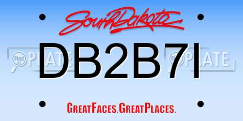 DB2B7I South Dakota License Plate