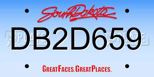DB2D659 South Dakota License Plate