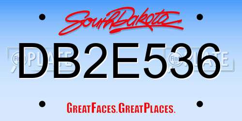 DB2E536 South Dakota License Plate