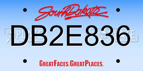 DB2E836 South Dakota License Plate