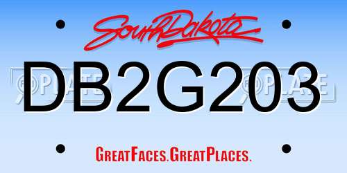 DB2G203 South Dakota License Plate