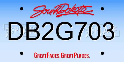 DB2G703 South Dakota License Plate