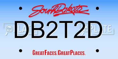 DB2T2D South Dakota License Plate
