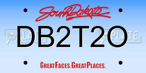 DB2T2O South Dakota License Plate
