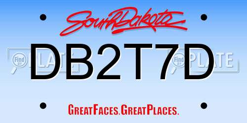DB2T7D South Dakota License Plate