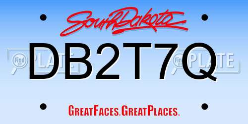 DB2T7Q South Dakota License Plate
