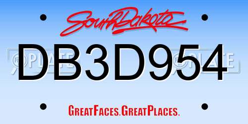DB3D954 South Dakota License Plate
