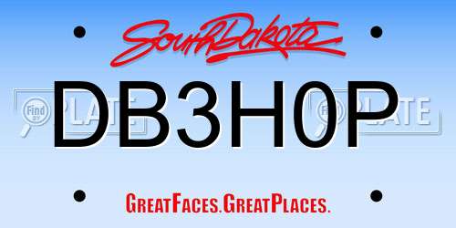 DB3H0P South Dakota License Plate