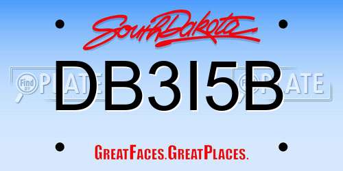 DB3I5B South Dakota License Plate