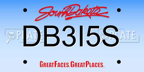 DB3I5S South Dakota License Plate
