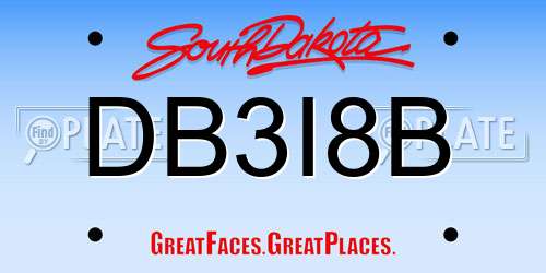 DB3I8B South Dakota License Plate