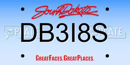 DB3I8S South Dakota License Plate