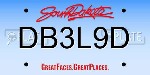 DB3L9D South Dakota License Plate