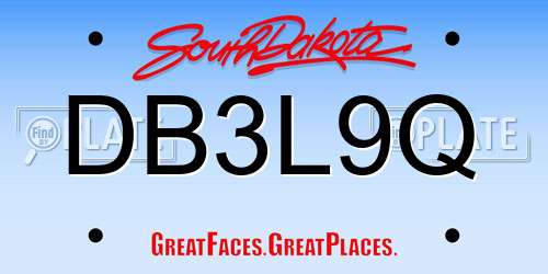 DB3L9Q South Dakota License Plate