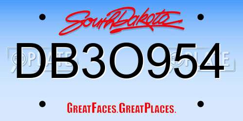 DB3O954 South Dakota License Plate