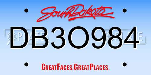 DB3O984 South Dakota License Plate