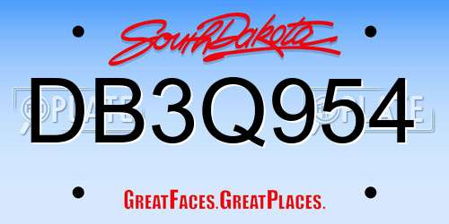 DB3Q954 South Dakota License Plate