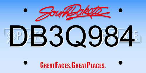 DB3Q984 South Dakota License Plate