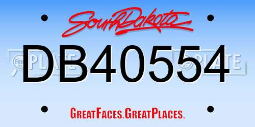 DB40554 South Dakota License Plate