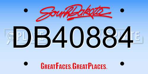 DB40884 South Dakota License Plate