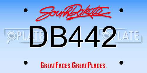DB442 South Dakota License Plate