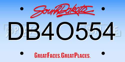 DB4O554 South Dakota License Plate