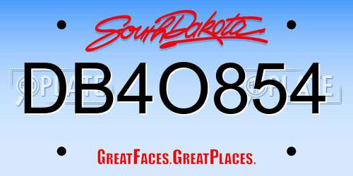 DB4O854 South Dakota License Plate
