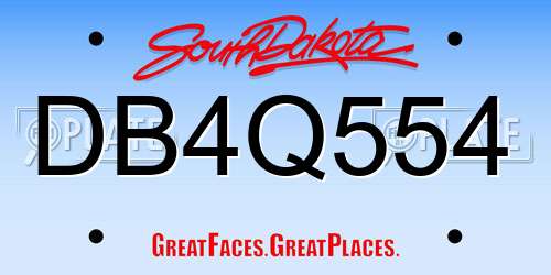 DB4Q554 South Dakota License Plate