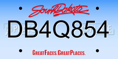 DB4Q854 South Dakota License Plate