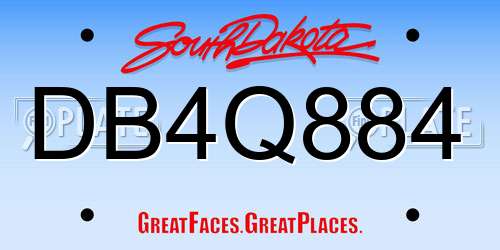 DB4Q884 South Dakota License Plate