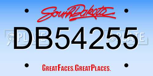 DB54255 South Dakota License Plate